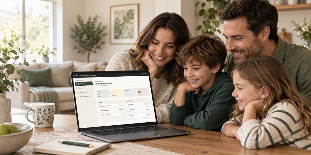 A family at home using StaySorted together